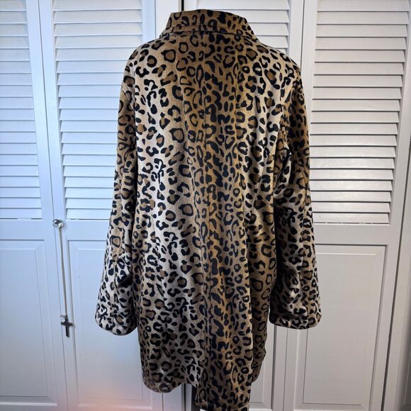 DENNIS BASSO PLUS SIZE 2X REVERSIBLE LEOPARD PLUSH & BLACK TRENCH COAT MOB WIFE - Picture 9 of 12